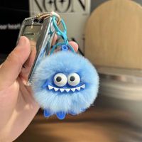 Joli porte-clés en fausse fourrure de lapin Rex, style luxe léger, sur le thème de l'anxiété sociale, jouet en peluche, breloque pour clés, vente en gros, pendentif dinosaure