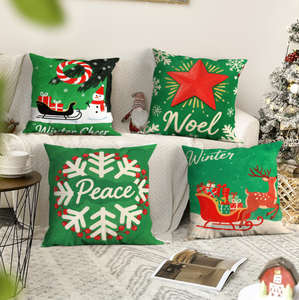 Livraison rapide, design joyeux pour Noël et le Nouvel An, taie d'oreiller en lin ou en peluche courte, douce et confortable - Product Image 1