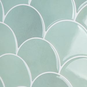 Fish Scale Green Peel and Stick Backsplash <strong>Sticky</strong> <strong>Tiles</strong> 3D <strong>Wall</strong> Sticker for Kitchen - Product Image 5