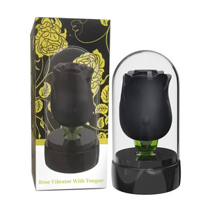 Rose <span class=keywords><strong>Shaped</strong></span> <span class=keywords><strong>Vibrator</strong></span> für Frauen Rot Schwarz Zunge Klitoris Saugen für Ei Sexspielzeug mit Vibrations funktion - Product Image 1