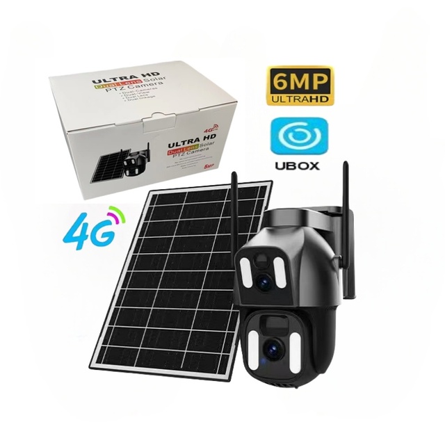 4G UBOX Solar-powered Dual-lens Motion Detection Automatic Tracking PTZ Full-color Two-way Audio Night Vision IP66 Waterproof
