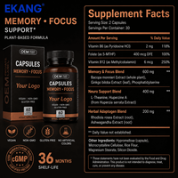 Capsules de complément alimentaire végétalien de qualité alimentaire pour adultes, fabriquées en usine selon les normes US CGMP, pour la mémoire et la concentration, à base de plantes, vente en gros