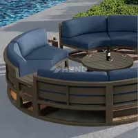 Canapé d'extérieur rond en aluminium au design unique, canapé modulaire circulaire en métal pour patio et jardin avec coussins