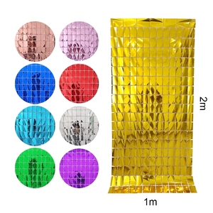 Tirai Foil Persegi 1*2M, Tirai Rumbai Kubus untuk Dekorasi Pernikahan, Pesta Ulang Tahun, Dinding, Latar Belakang, Perlengkapan Dekorasi - Product Image 6