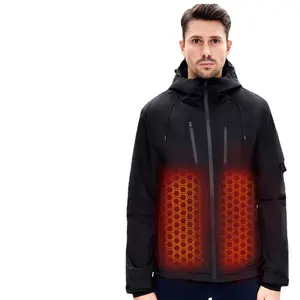 Slim Fit Electric Heating Hooded Overcoat for Men and Women, Waterproof and Windproof