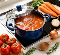 Casserole de cuisine en fonte d'aluminium pour restaurant avec couvercle en verre