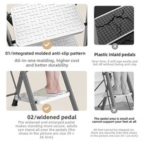 Échelle d'intérieur pliable télescopique en alliage d'aluminium robuste de type A, multifonctionnelle, à trois ou quatre marches, petite, pour usage domestique moderne