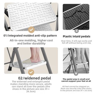 Échelle d'intérieur télescopique <span class=keywords><strong>pliable</strong></span> à cadre en A à usage domestique multifonctionnelle petit escalier d'escalade à trois quatre <span class=keywords><strong>marches</strong></span> épaissi - Product Image 5