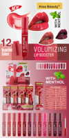 Kiss Beauty 3ml Gloss Volumisant Mentholé pour les Lèvres, Fabricant, Logo Personnalisé, Marque Privée, Cosmétique, Maquillage, Gloss à Lèvres Tendance