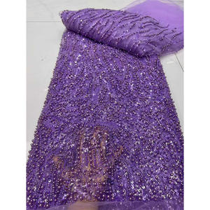 Noir brodé autriche 2024 perles lourdes de haute qualité paillettes <span class=keywords><strong>Net</strong></span> dentelle tissu matériel pour robe - Product Image 2