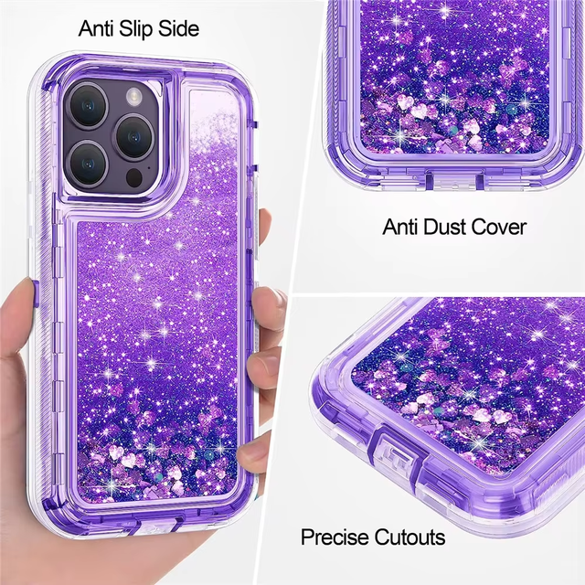 Glitter Quicksand Case for iPhone 18 17 16 15 14 13 12 11 Pro Max Sparkle Luxury Floating Liquid Heavy Duty Shockproof Cover