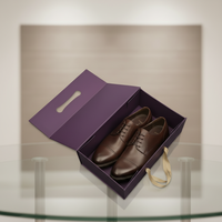 Boîtes cadeaux pour chaussures pliables de luxe avec aimant, emballage personnalisé pour vêtements, boîte cadeau longue portable avec ruban violet
