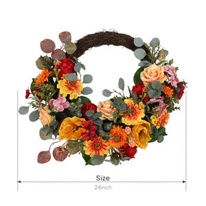 Couronne de fleurs artificielles de Noël à suspendre sur la porte d'entrée, personnalisable et très vendue - Product Image 1