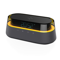 5-in-1 stereo voor luidspreker met RGB-verlichting, 15W snel draadloos opladen, wekker, desktop FM-radio