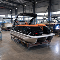 Bateau ponton de luxe S-22A, directement de l'usine, coque en aluminium, sièges personnalisés, console, écran, pêche, moteur hors-bord 200 CV, 12 personnes