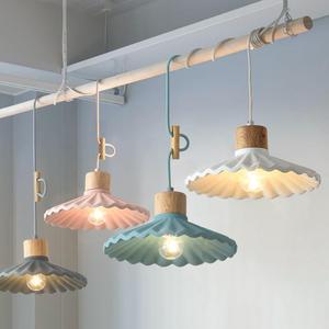 Luminaire suspendu plissé en ciment coloré de style nordique, E27, commande par interrupteur LED, pour l'éclairage d'entrée de maison - Product Image 2