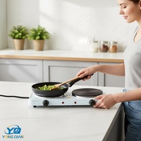 Plaque de cuisson électrique en fonte Yongqian 2500W, double brûleur 1500W+1000W, contrôle thermostatique 5 niveaux