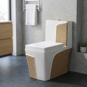 WC en céramique décorative indienne monobloc avec réservoir encastré, chasse d'eau siphonique à double débit, toilettes allongées pour projets - Product Image 4