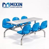 Table et chaises de cantine scolaire commerciale moderne, rectangulaire, 6 places, extensible, durable, mobilier sur mesure