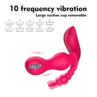 Fernbedienbarer Tragbarer Slip-Vibrator 10 Frequenzen Klitoris G-Punkt Anal Dreifach-Stimulation Doppelmotor IPX6 Wasserdicht