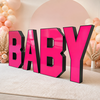 Lettres géantes 3D en acrylique LED BABY pour la décoration de fête de révélation du sexe du bébé, couleur rose et noir, taille personnalisable