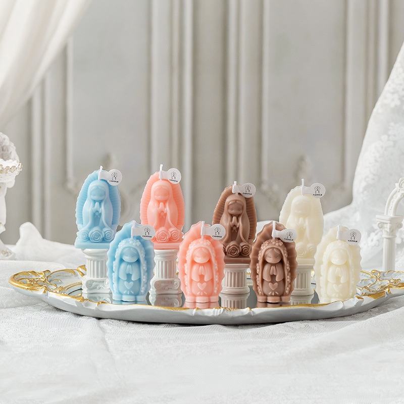 Virgin Mary Statue Scented Candle Cartoon Version Creative Photography ...