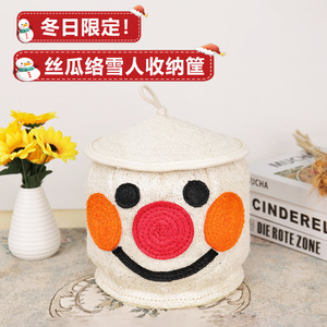 Cesta de almacenamiento con forma de muñeco de nieve, redonda, tejida a mano, para juguetes, cosméticos, organizador de aperitivos - Product Image 5