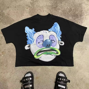 T-shirts personnalisés pour hommes 100% coton, coupe ample et courte, style streetwear Y2K, t-shirts graphiques de haute qualité, luxe, laine peignée, écologiques - Product Image 4