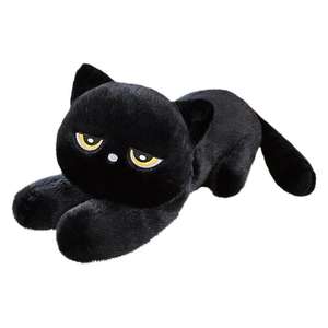 Oreiller en peluche chat noir moelleux de 60 cm, long chat <span class=keywords><strong>gris</strong></span> couché sur du coton PP, cadeau pour les filles - Product Image 2