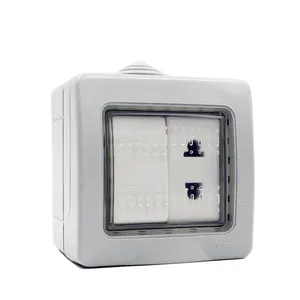 Grey Color Waterproof Power Switch Socket Distribution Box Two Gang PC Weather Resistant Outdoor Box