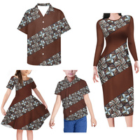 Vente directe d'usine, robe à imprimé tatouage polynésien, robes assorties pour la famille, robe moulante sexy à manches longues, ensemble familial en gros