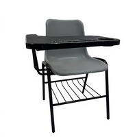 Chaise de bureau robuste avec bureau large et étagère de rangement, siège en plastique PP, structure en acier