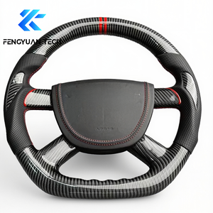 Volant de voiture en fibre de carbone à fond plat, cuir, pour <span class=keywords><strong>Ford</strong></span> Focus V348 MK3 Racing Trim EcoBoost GT Shelby - Product Image 1