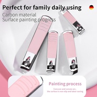 Kit de coupe-ongles en acier inoxydable avec étui holographique, ensemble de manucure et pédicure pour ongles épais, rose, cadeau pour hommes et femmes