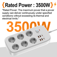 Regleta de alimentación Europea personalizable OL, enchufes de múltiples salidas con 6 agujeros y 6 puertos USB Power King Extension