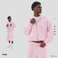 Ensemble sweat-shirt et short personnalisé OEM, style streetwear déchiré, avec cordon de serrage, ourlet brut, coupe ample, sweat à capuche zippé et short, ensemble deux pièces pour homme