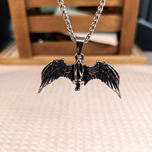 Pendentif ange tombé en acier inoxydable avec ailes, collier pour homme, charme SP1094 - Product Image 4