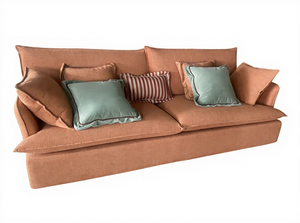 <span class=keywords><strong>Canapé</strong></span> en lin <span class=keywords><strong>orange</strong></span> confortable 3 places Coussins doux pour le salon - Product Image 2