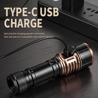 Lampe torche ultra-lumineuse 1200lm longue portée, lampe torche tactique LED haute puissance, lampe torche portable rechargeable en alliage d'aluminium