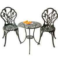 Table et chaises de jardin en aluminium moulé, ensemble bistrot Tulip 3 pièces, best-seller