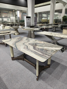 Mesa de comedor de mármol gris cuadrada personalizada, muebles de piedra de lujo para casas, hoteles, diseño de mármol elegante Premium - Product Image 3
