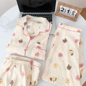 Shin-<span class=keywords><strong>chan</strong></span> dessin animé motif femmes 3 pièces <span class=keywords><strong>Satin</strong></span> pyjama ensemble confortable vêtements de nuit décontractés pour doux lisse été automne printemps - Product Image 3