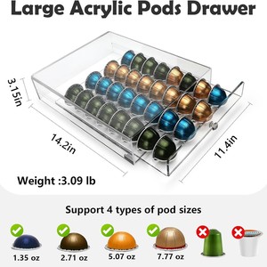 رف تخزين كبسولات القهوة الأكريليكية مع 32 رفًا لكل منها يحمل كبسولة واحدة - Product Image 4