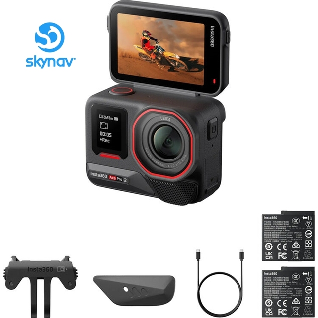 Insta360 Ace Pro 2 Dual Battery Bundle - 8K Waterproof Action Camera Co-Engineered With, 1/1.3" Sensor, Dual AI Chip