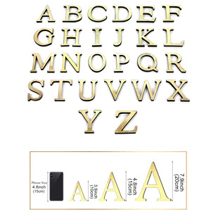 10cm/20cm lettera inglese Diy adesivo da parete decorazione per la casa auto adesivo dorato 3d specchio Egnlish alfabeto acrilico Sticker lettera - Product Image 2