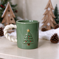 Mug à café en céramique personnalisé avec motif 3D en relief, poignée torsadée, cadeau de Noël, vente en gros