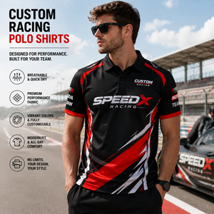 Camisetas Polo de Carreras Personalizadas para Hombre, con Estampado Completo, de Secado Rápido, Elásticas, Antibacterianas, con Logotipo Bordado - Product Image 1