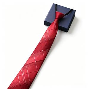Cravate pour homme en microfibre de polyester tissée jacquard, taille standard, avec logo personnalisé, classique, facile à porter, fermeture éclair - Product Image 1