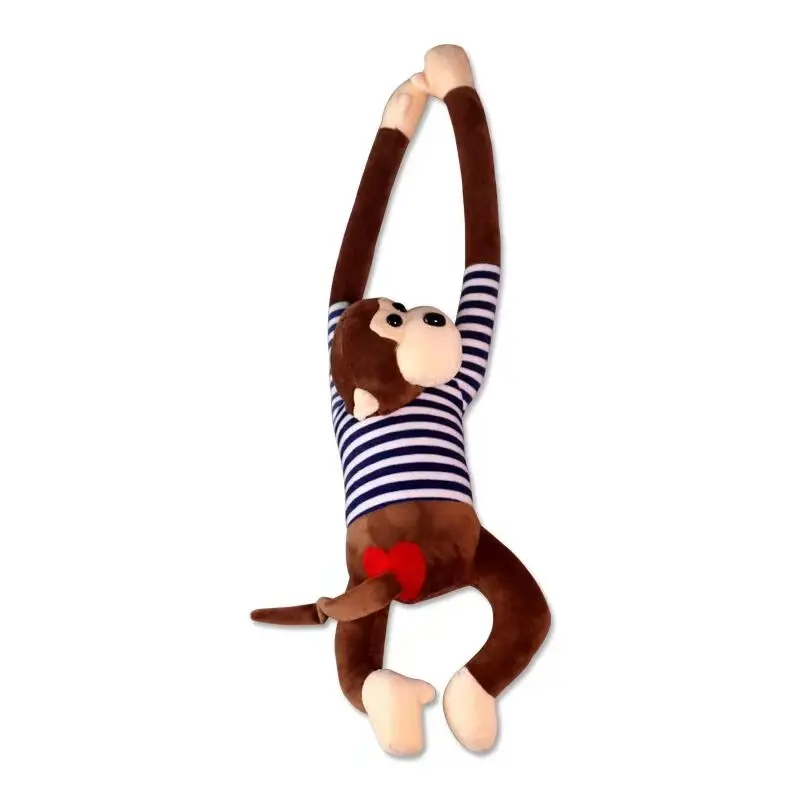 מכירה לוהטת ארוך זרועות ורגליים קטיפה קוף ממולא צעצועי ילדי בובות חמוד בפלאש קוף תליית בובה עם בגדים צבעוניים