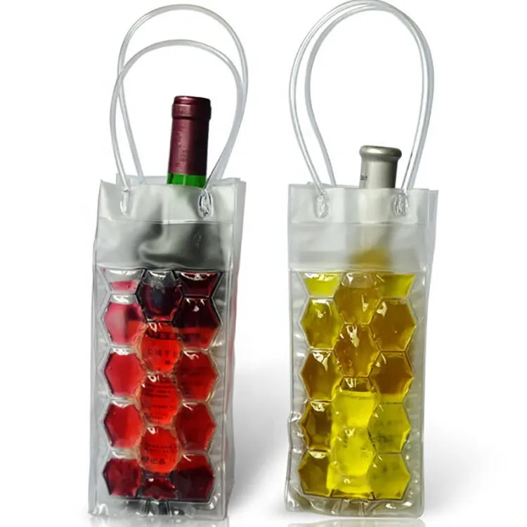 Bolsa congelar de garrafa de vinho, bolsa em pvc para garrafa de vinho, refrigerador, suporte portátil, refrigerador, cerveja